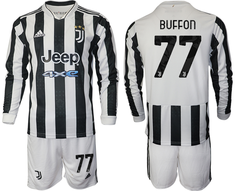Men 2021-2022 Club Juventus home white Long Sleeve #77 Adidas Soccer Jersey->juventus jersey->Soccer Club Jersey